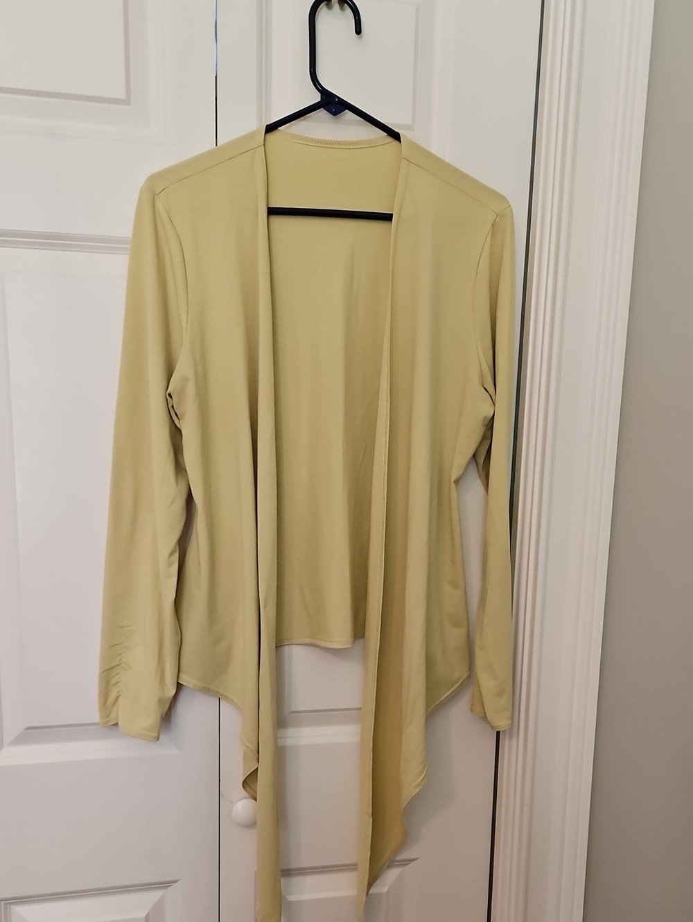 Muted Yellow Draped Open-Front Women's Cardigan Jacket